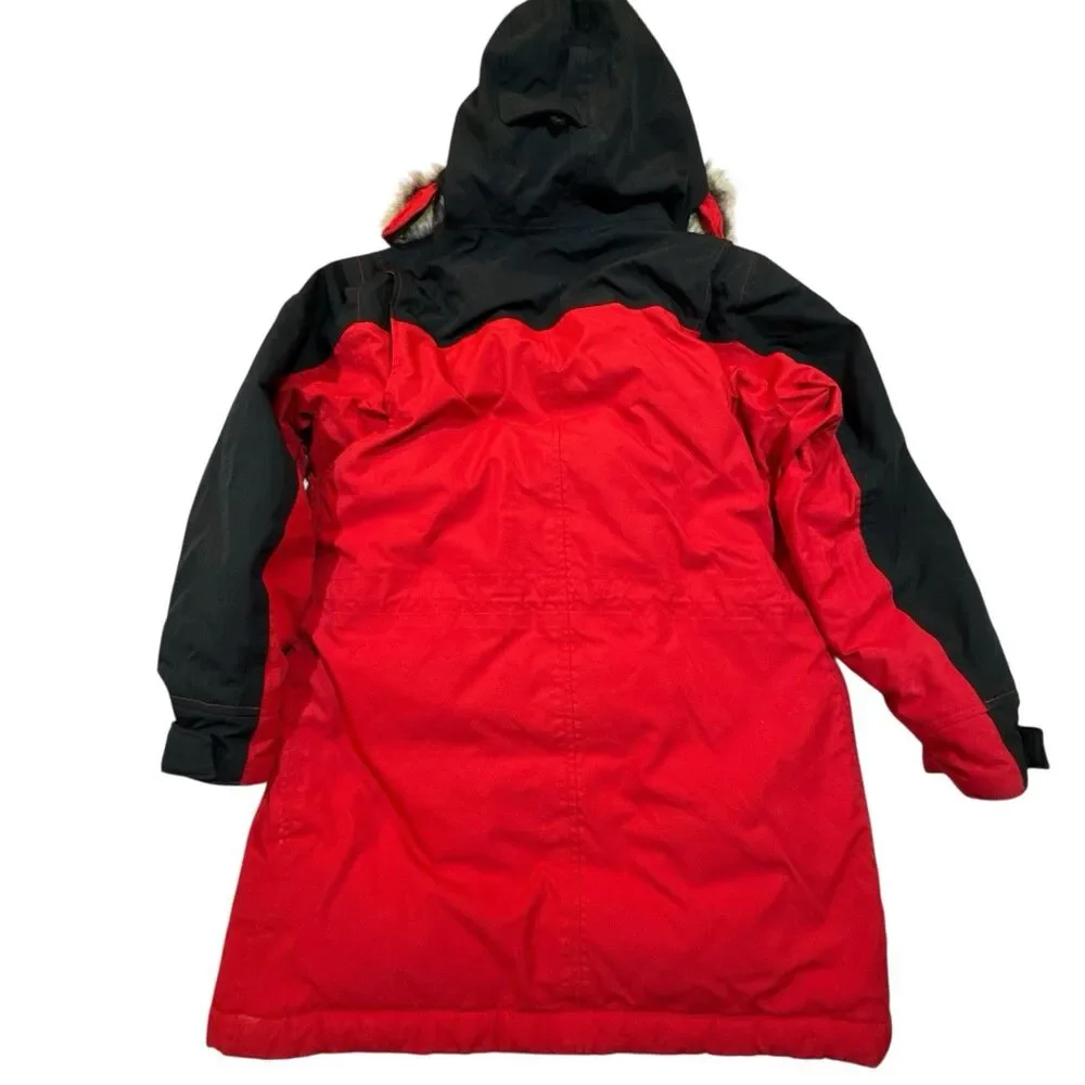 Lands’ End Down & Primaloft Winter Parka Mens Small 34–36 Faux Fur Hood